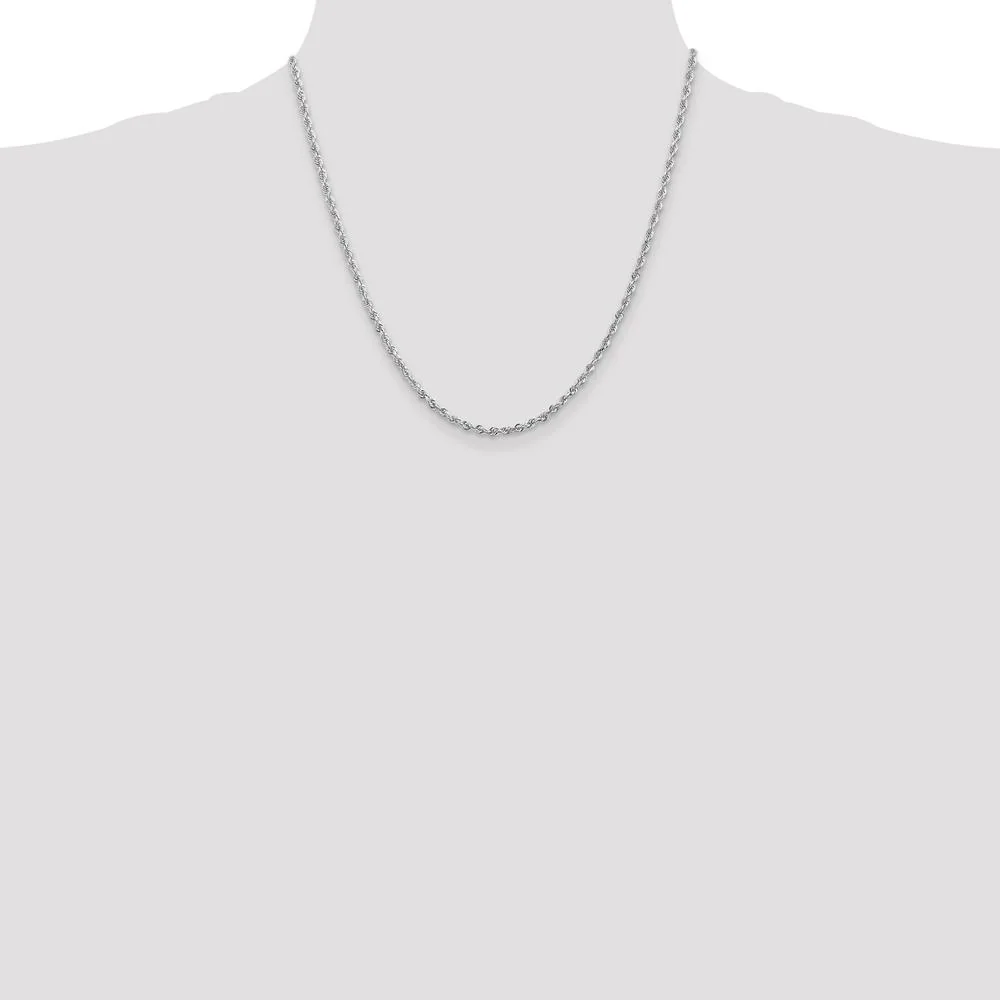 14K White Gold 20" 2.75mm Diamond-Cut Quadruple Rope Chain with Lobster Clasp by Oro Pregiato - Image 4