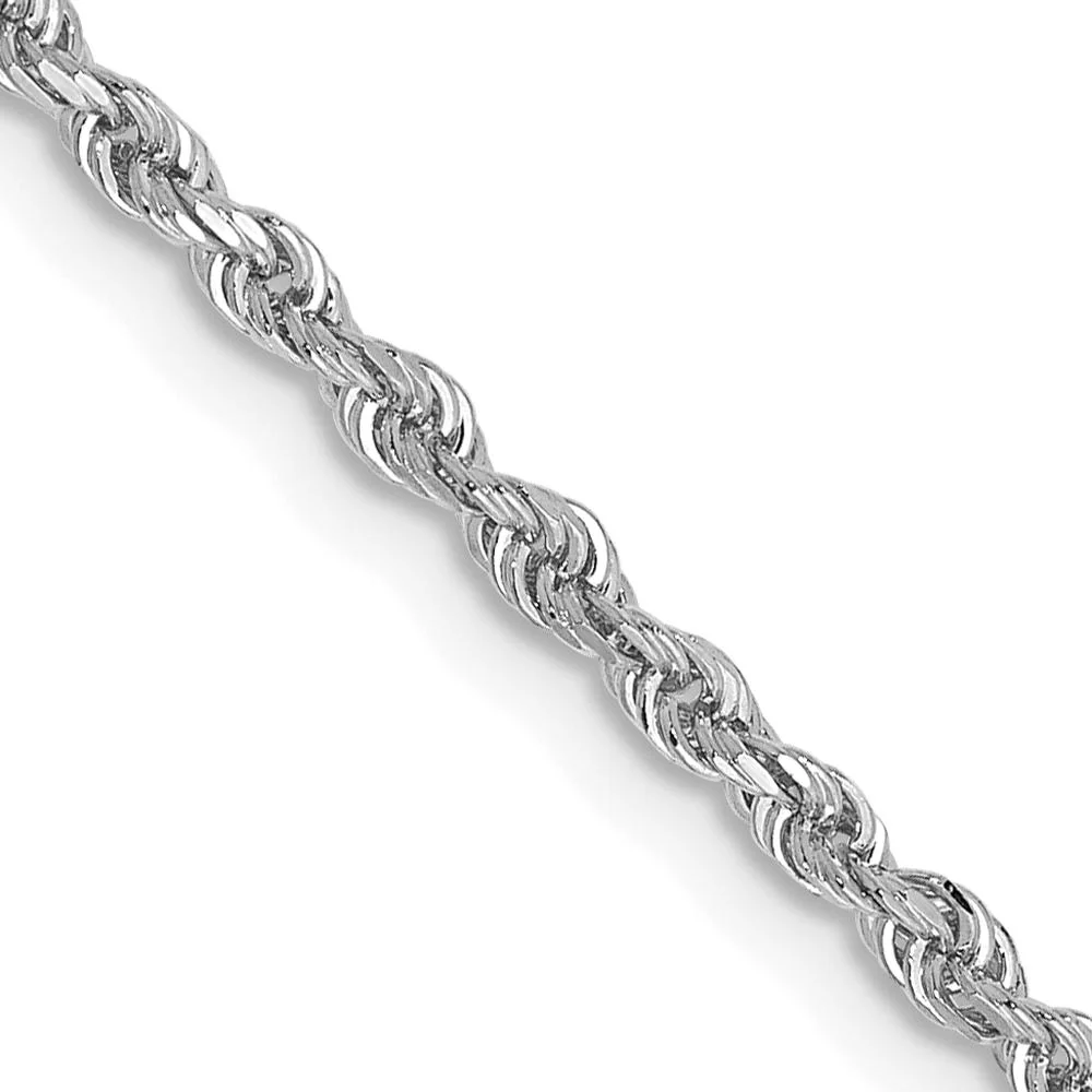 14K White Gold 20" Diamond-Cut Quadruple Rope Chain with Lobster Clasp by Oro Pregiato