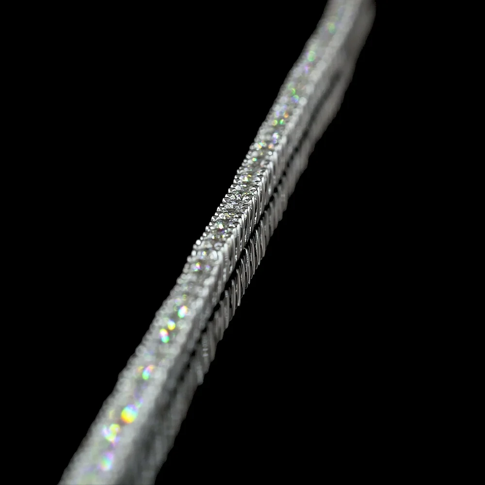 14K White Gold 21" Tennis Necklace with Prong Set Round Lab Diamonds - 4.69 Carat Total Diamond Weight - Covaloro Fine Jewelry - Image 4