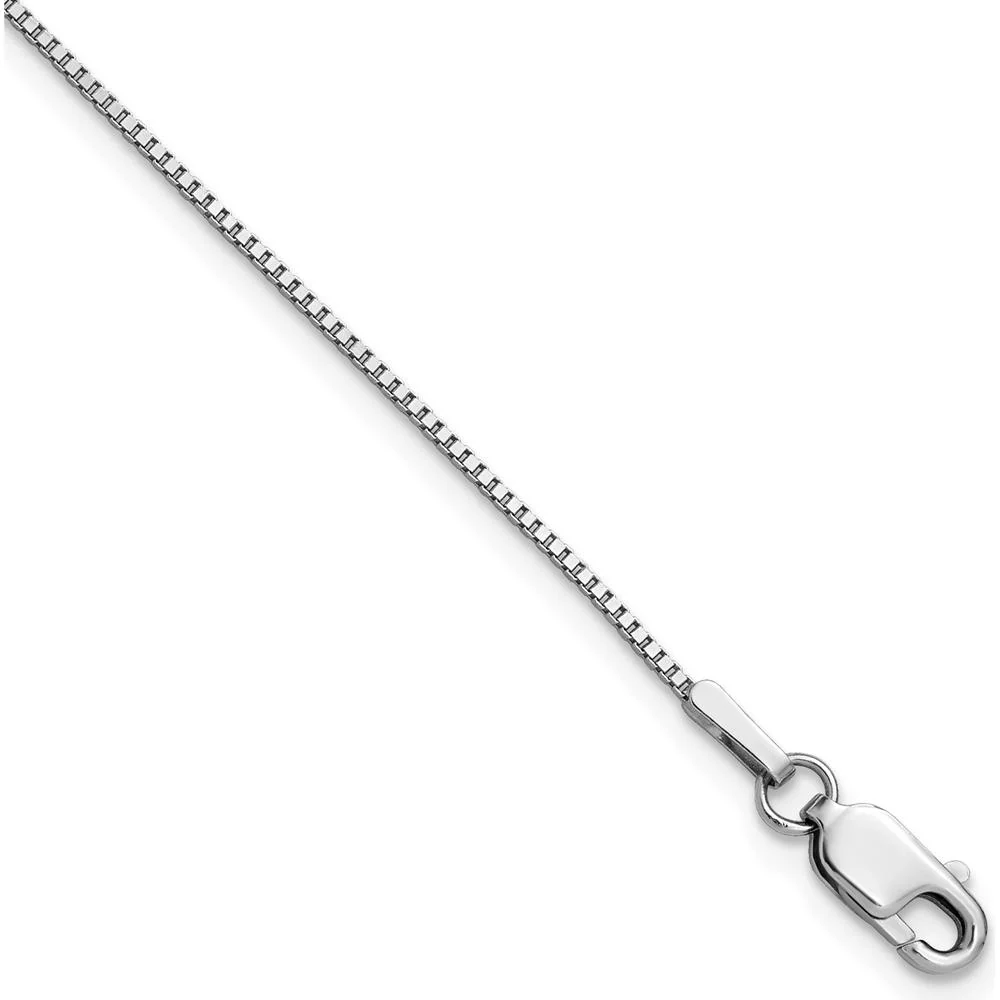 14K White Gold 22" Box Chain with Lobster Clasp - Polished Finish by Oro Pregiato
