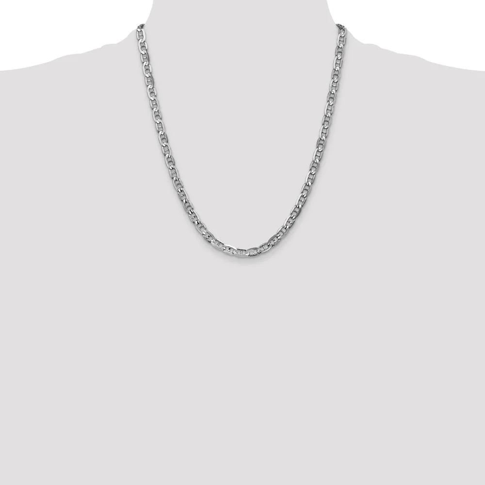 14K White Gold 22" Concave Anchor Chain - 5.25mm Width by Oro Pregiato - Image 4