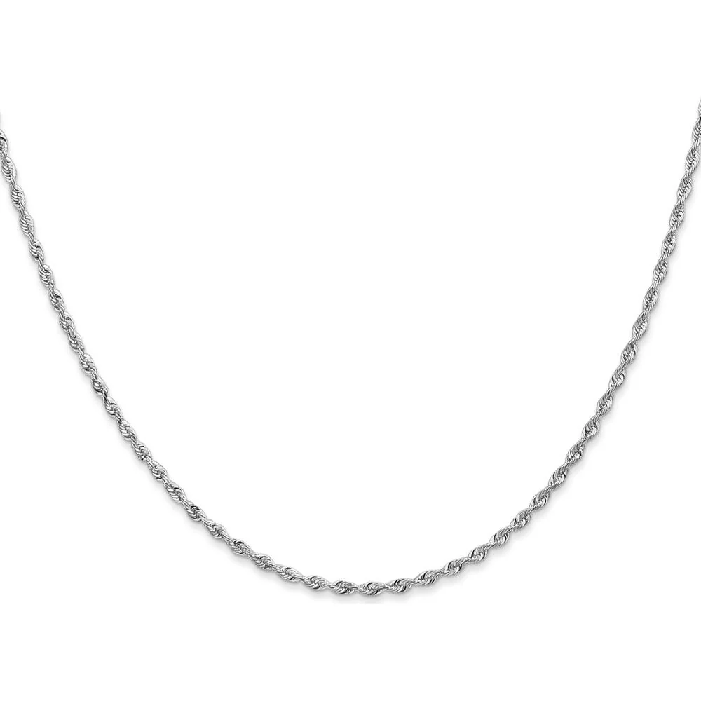 14K White Gold 22" Diamond-Cut Quadruple Rope Chain Necklace with Lobster Clasp by Oro Pregiato - Image 2
