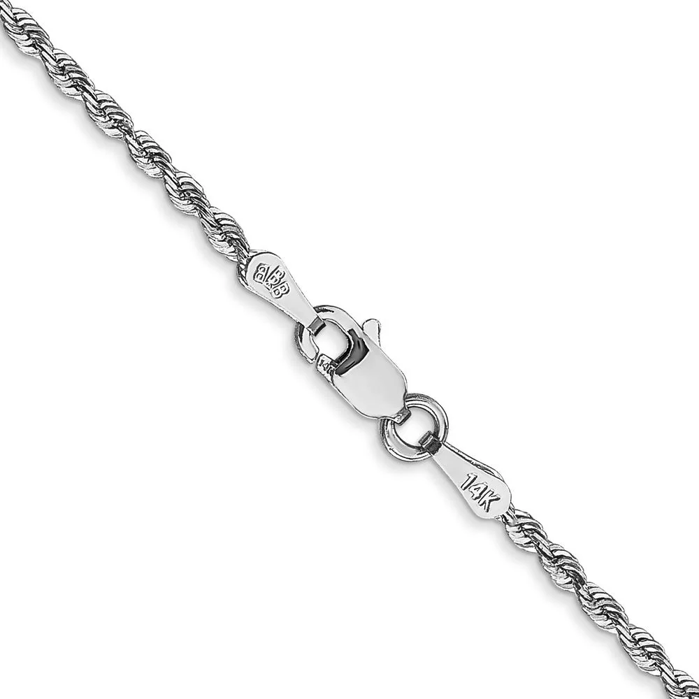 14K White Gold 22" Diamond-Cut Quadruple Rope Chain Necklace with Lobster Clasp by Oro Pregiato - Image 3