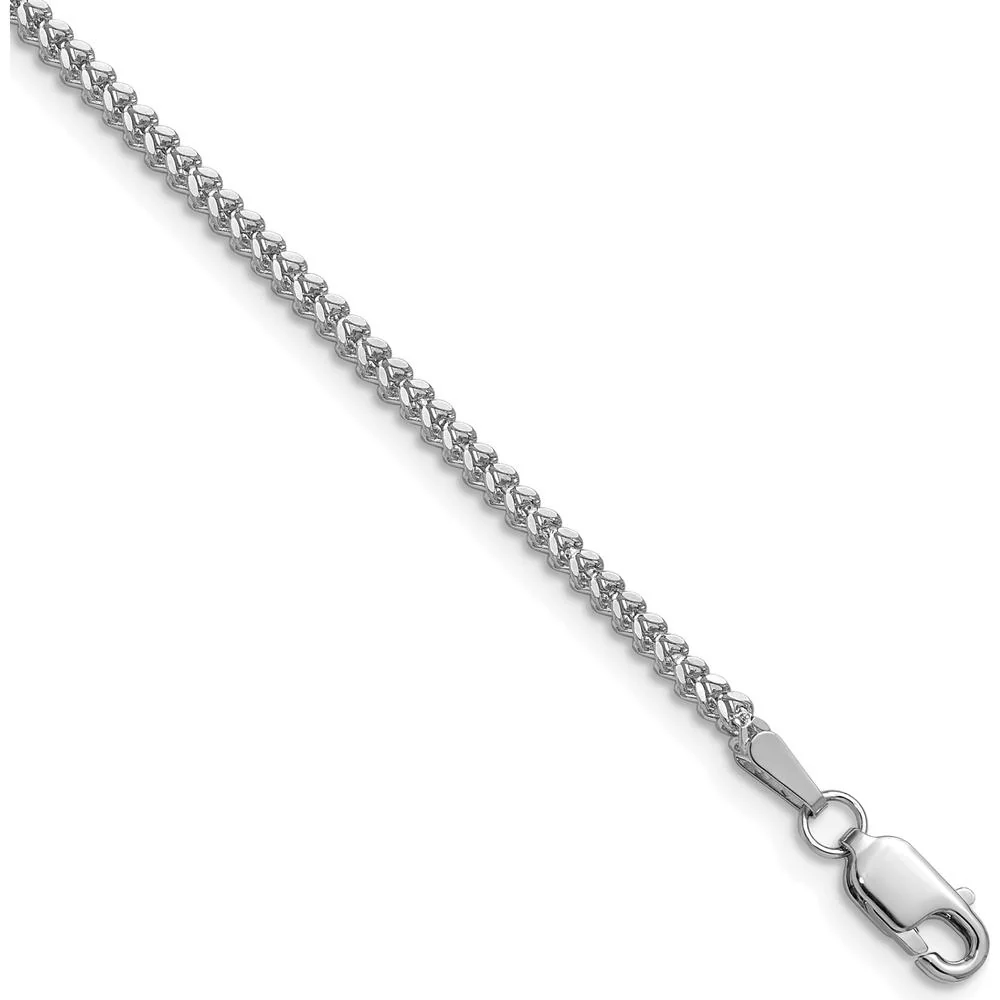 14K White Gold 22" Franco Chain with Lobster Clasp - Polished Finish by Oro Pregiato