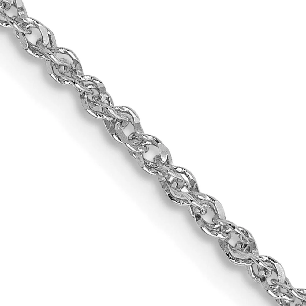 14K White Gold 22" Ropa Chain Necklace with Lobster Clasp - Polished Rhodium Plating by Oro Pregiato
