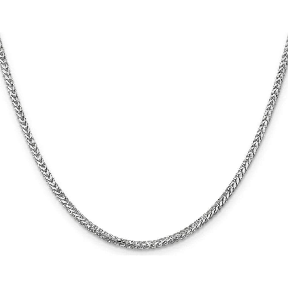 14K White Gold 24" 2mm Franco Chain Necklace with Lobster Clasp by Oro Pregiato - Image 2