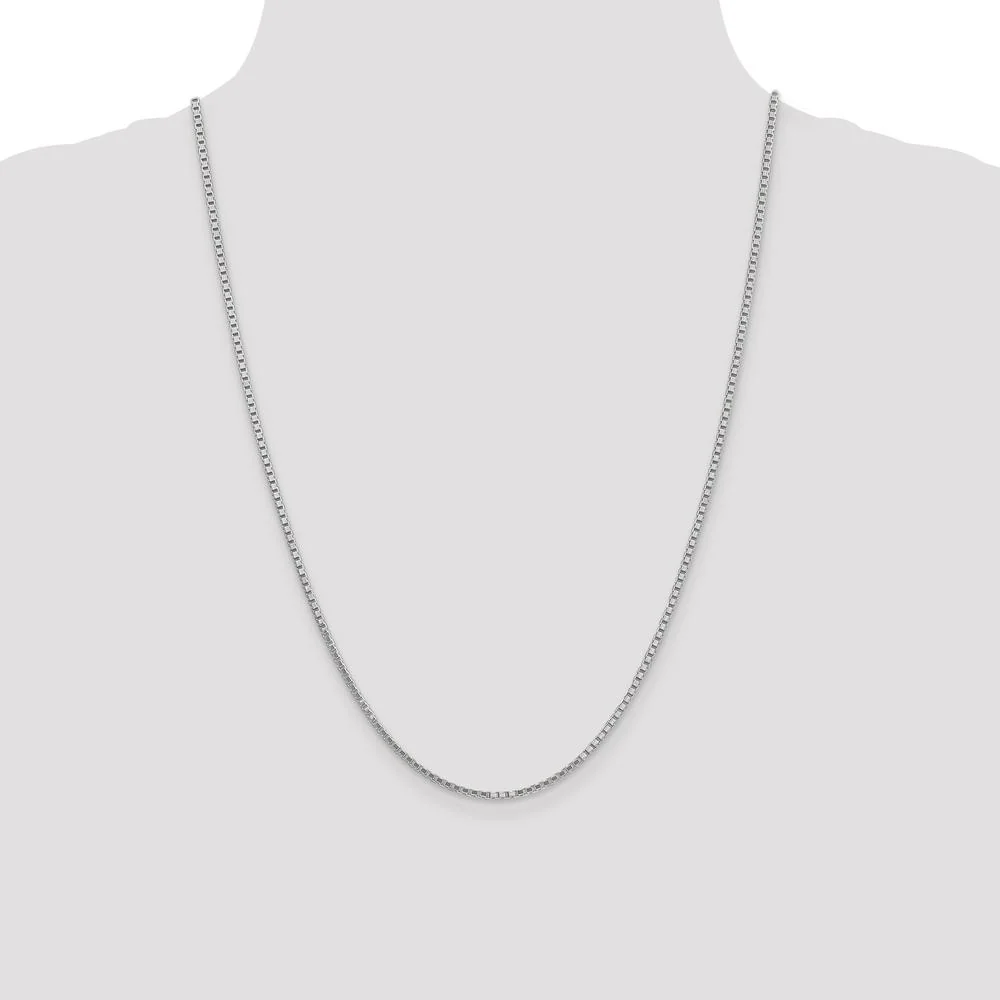 14K White Gold 24" Box Chain Necklace with Lobster Clasp - Polished Finish by Oro Pregiato - Image 4