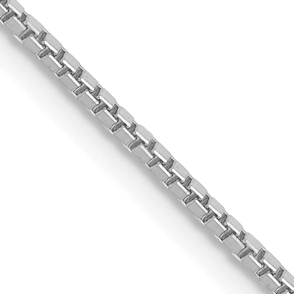 14K White Gold 24" Box Chain with Polished Finish and Lobster Clasp by Oro Pregiato