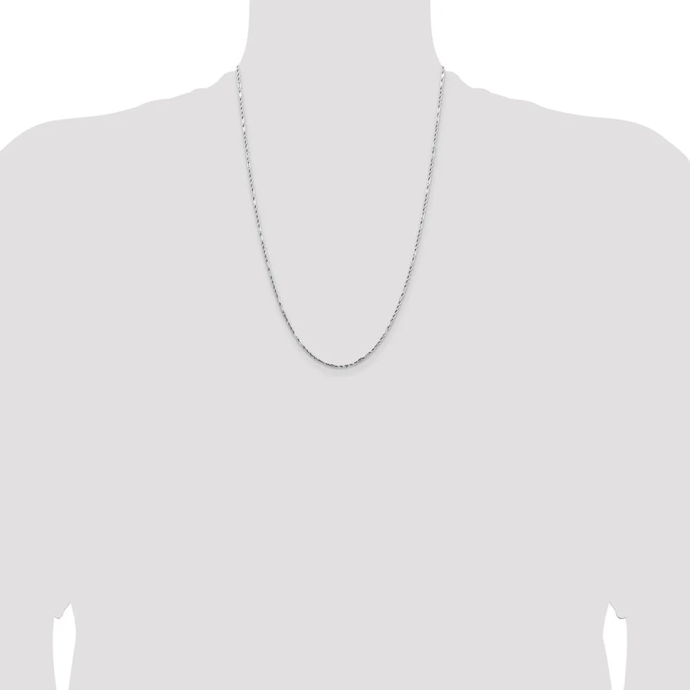 14K White Gold 24" Diamond-Cut Milano Rope Necklace with Lobster Clasp by Oro Pregiato - Image 3