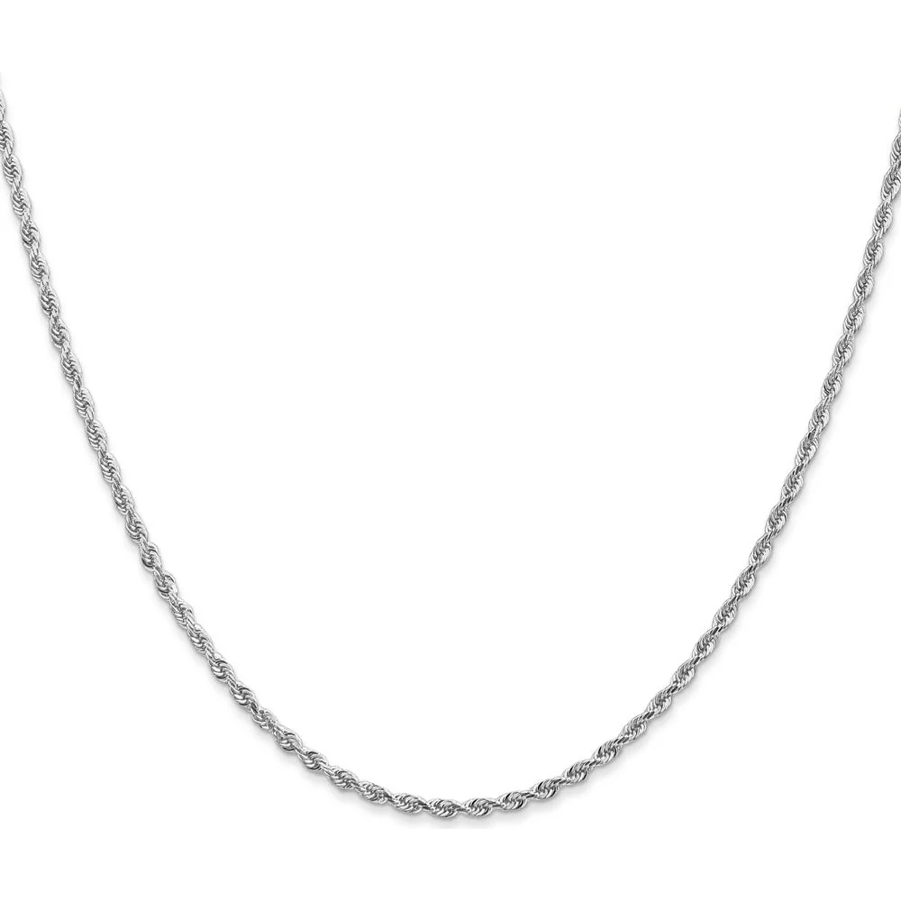14K White Gold 24" Diamond-Cut Rope Chain with Lobster Clasp by Oro Pregiato - Image 2