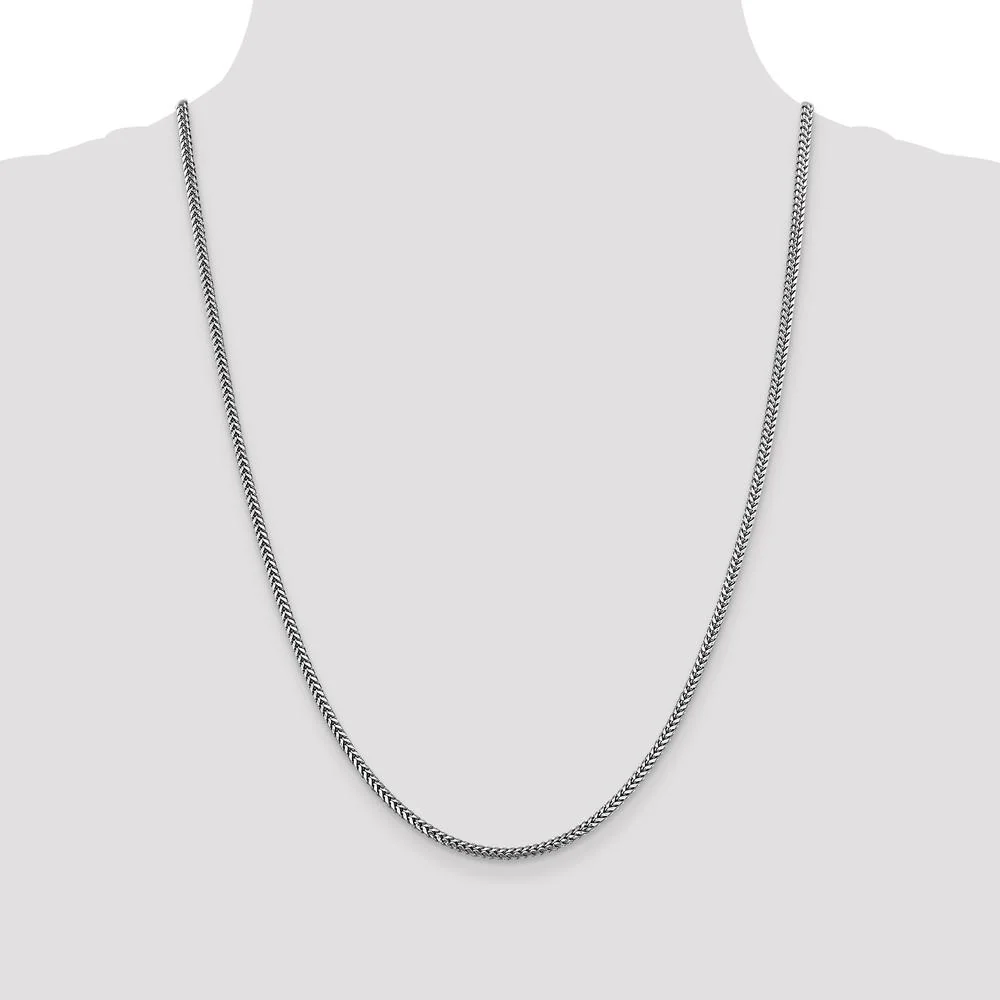 14K White Gold 24" Franco Chain with Lobster Clasp - 2.3mm by Oro Pregiato - Image 4
