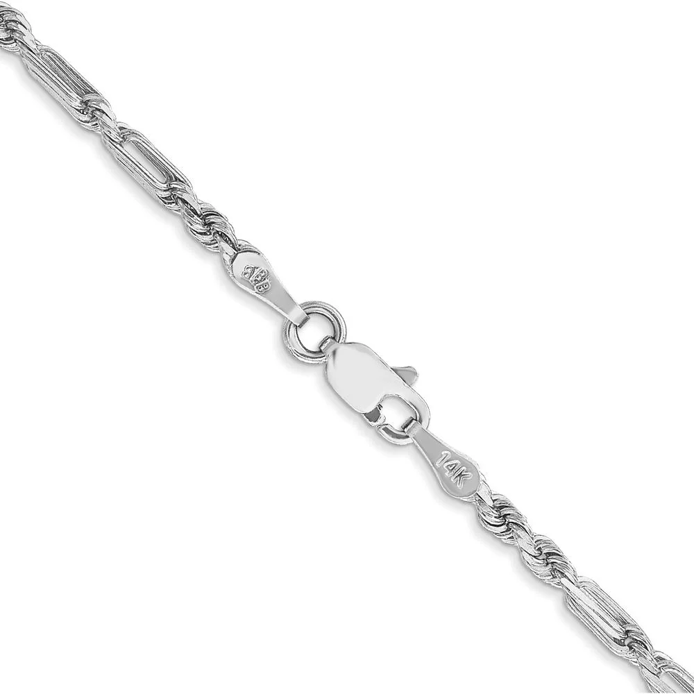 14K White Gold 24-Inch 2.5mm Diamond-Cut Milano Rope Chain with Lobster Clasp by Oro Pregiato - Image 3