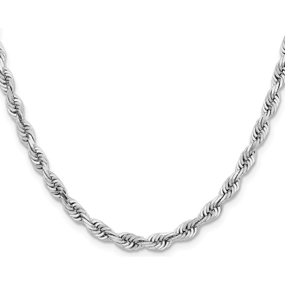 14K White Gold 24-Inch Diamond-Cut Quadruple Rope Chain Necklace with Lobster Clasp by Oro Pregiato - Image 2