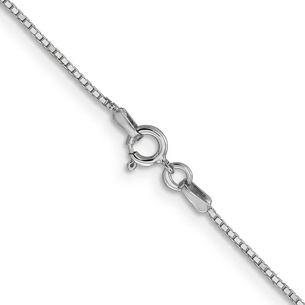 14K White Gold 26" Box Chain with Spring Ring Clasp - 0.9mm Width by Oro Pregiato - Image 3