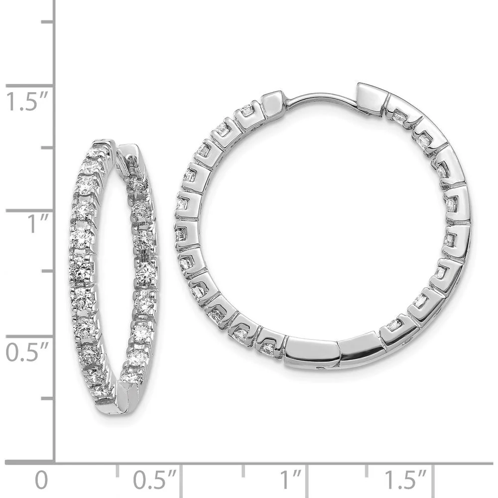 14K White Gold 27mm In & Out Hoop Earrings with 38 Round Diamonds - 2.3 Carat Total Diamond Weight by Monteluci Fine Jewelry - Image 2
