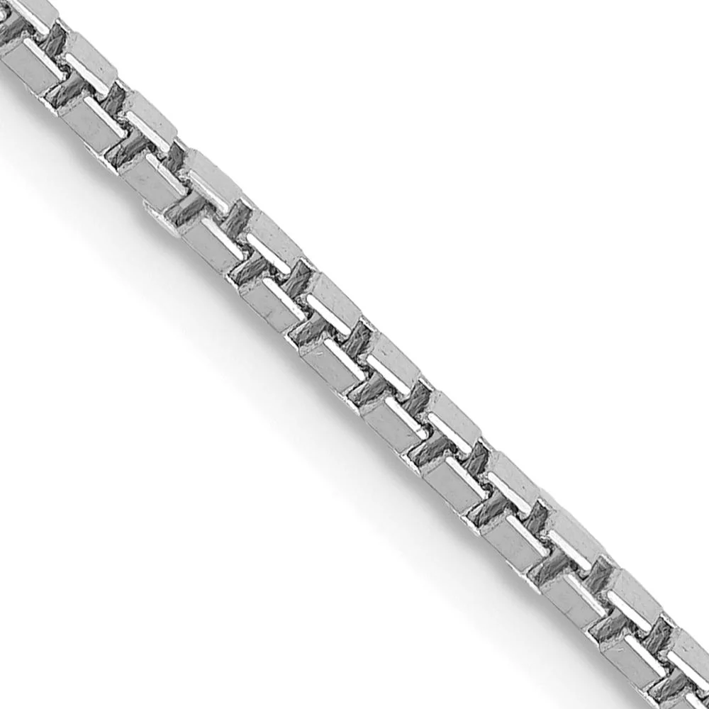 14K White Gold 28" 1.5mm Box Chain Necklace with Lobster Clasp by Oro Pregiato