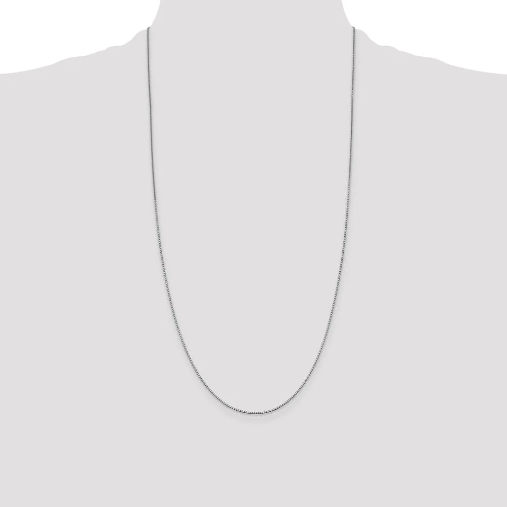 14K White Gold 28" Box Chain Necklace with Lobster Clasp - Polished Finish by Oro Pregiato - Image 4