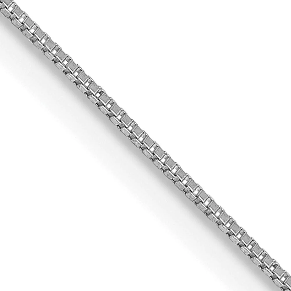 14K White Gold 28" Box Chain with Lobster Clasp - 0.5mm Width by Oro Pregiato