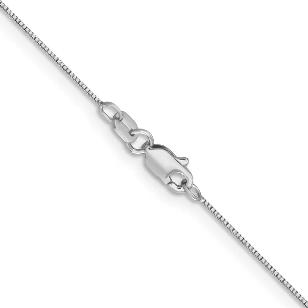 14K White Gold 28" Box Chain with Lobster Clasp - 0.5mm Width by Oro Pregiato - Image 3
