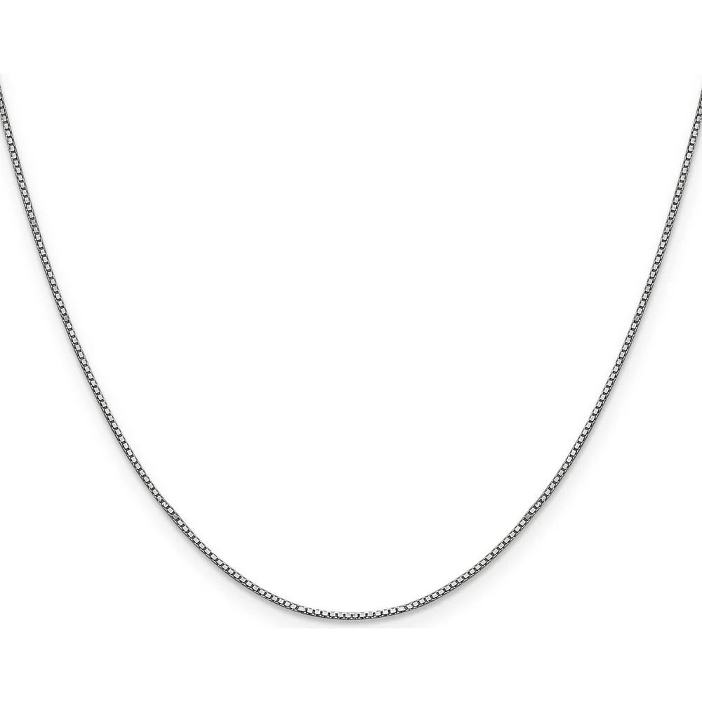 14K White Gold 28" Box Chain with Lobster Clasp - Polished Finish by Oro Pregiato - Image 2