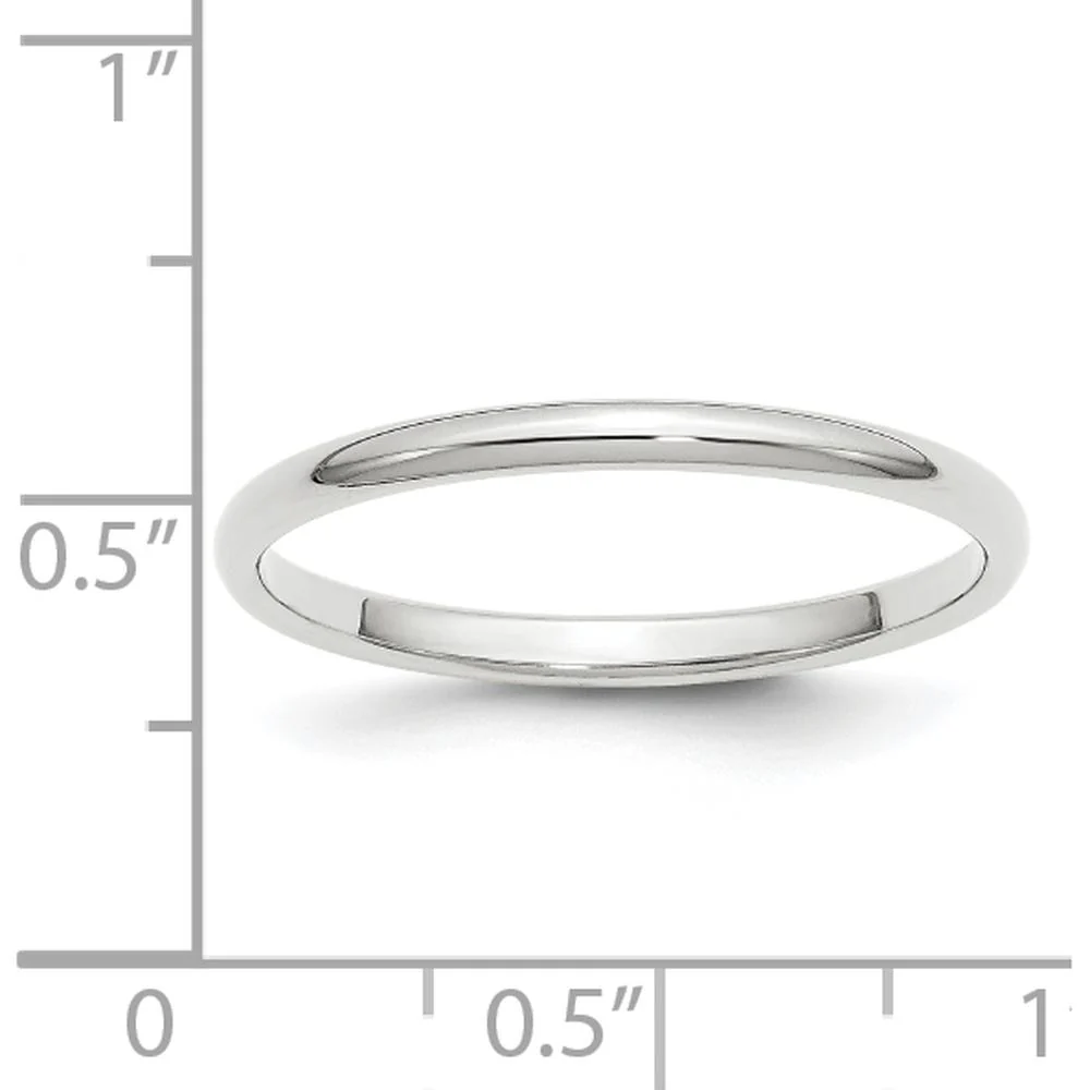 14K White Gold 2mm Half-Round Wedding Band - Polished Finish, Size 5.5 by Luciano & Cie - Image 4