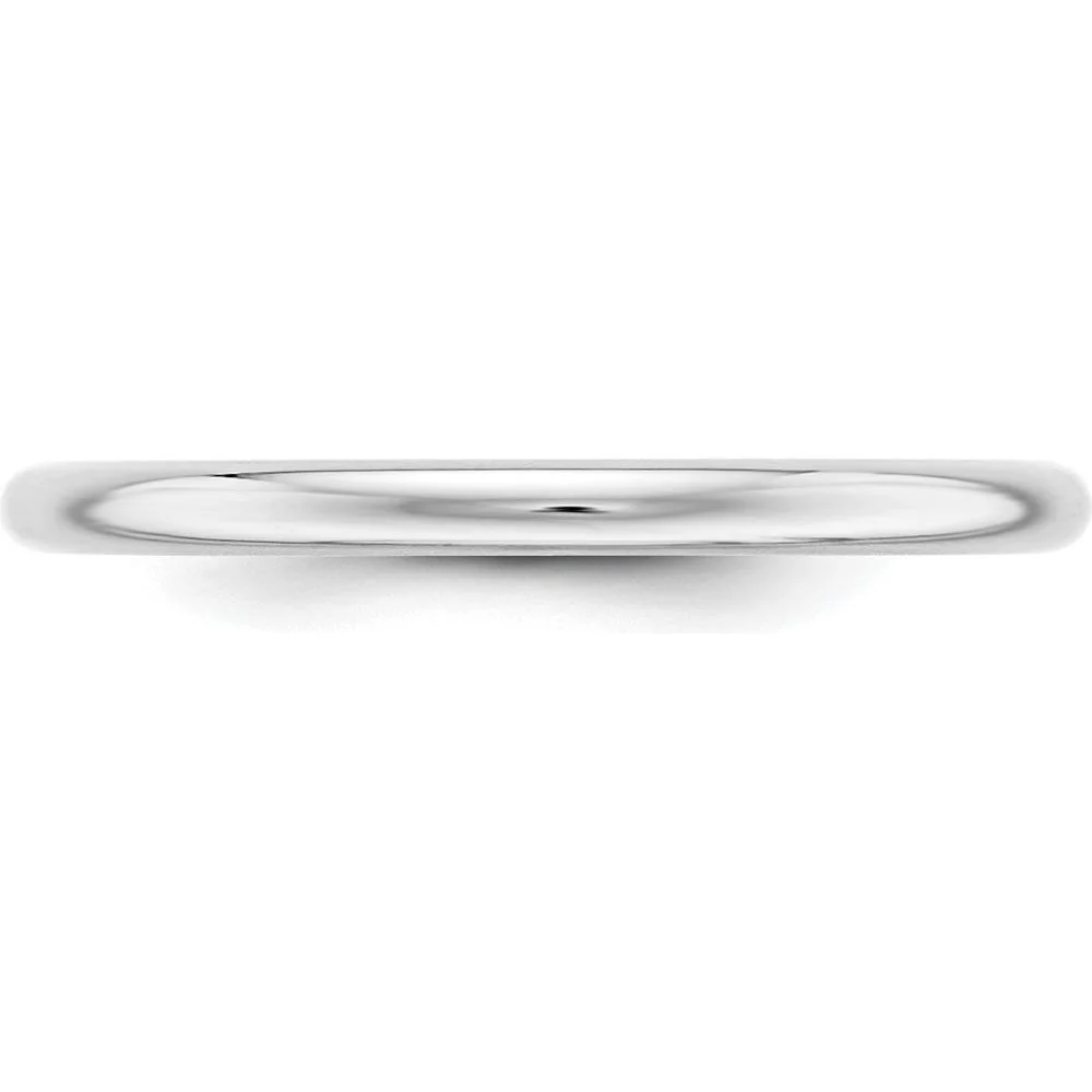 14K White Gold 2mm Half-Round Wedding Band - Size 5 by Luciano & Cie - Image 3