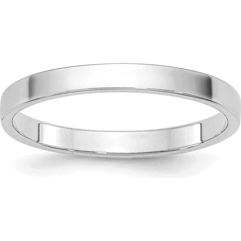 14K White Gold 2mm Lightweight Flat Wedding Band Size 9 - Polished Finish, Engravable by Luciano & Cie