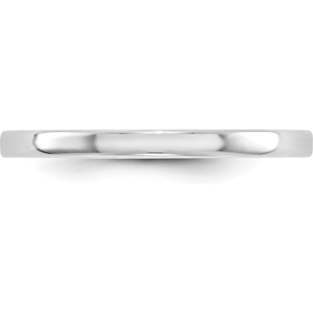 14K White Gold 2mm Lightweight Flat Wedding Band Size 9 - Polished Finish, Engravable by Luciano & Cie - Image 2