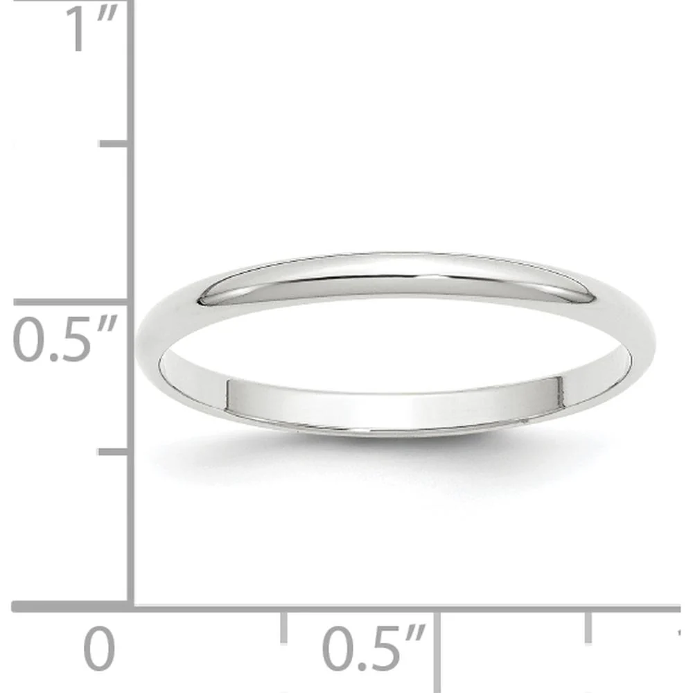 14K White Gold 2mm Lightweight Half Round Wedding Band Size 11 by Luciano & Cie - Image 4