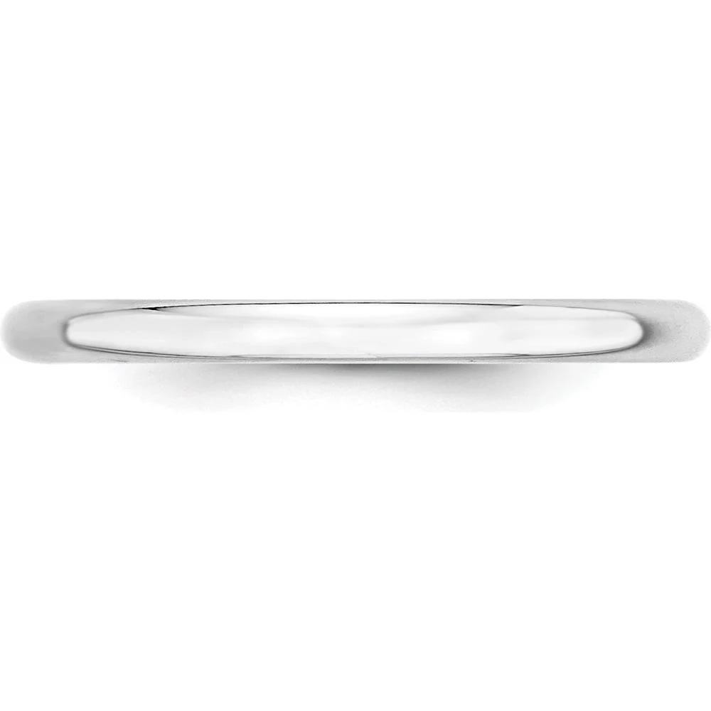 14K White Gold 2mm Lightweight Half Round Wedding Band Size 8 by Luciano & Cie - Image 3