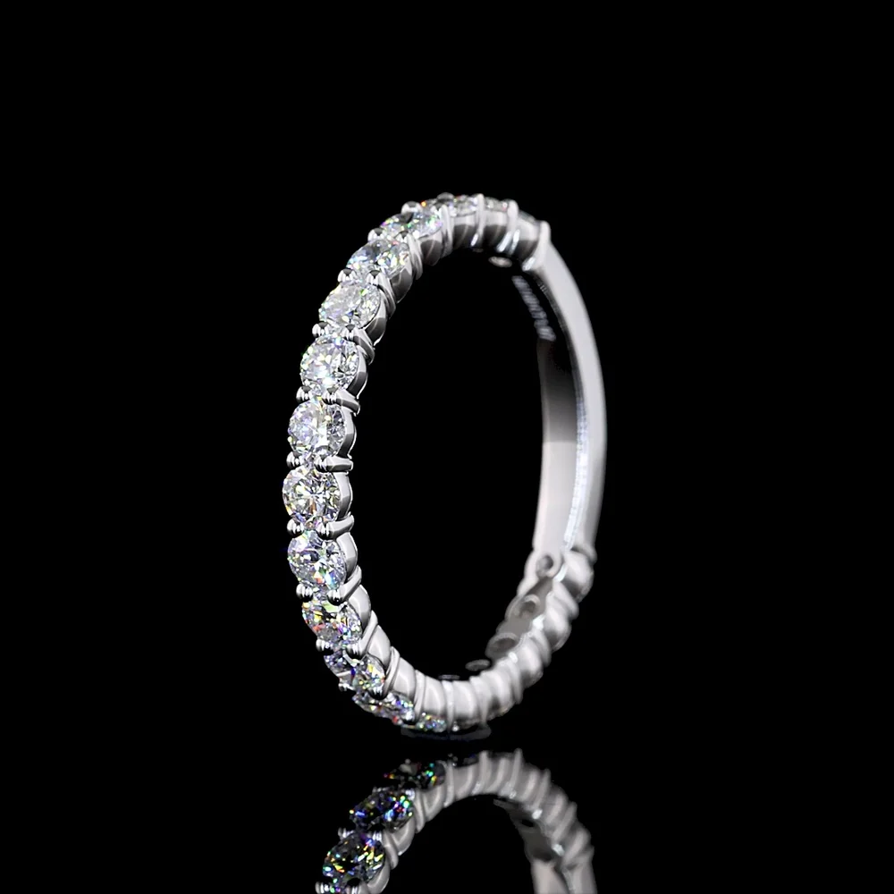 14K White Gold 3/4 Eternity Band with 15 Round Brilliant Cut Lab Diamonds - 1.83 Carats Total Diamond Weight, E-F Color VS1 Clarity - Covaloro Fine Jewelry - Image 4