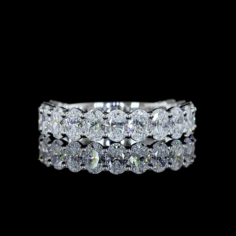 14K White Gold 3/4 Eternity Band with 16 Oval Cut Lab Diamonds - 2.09 Carat Total Weight, E-F Color, VS2 Clarity - Covaloro Fine Jewelry