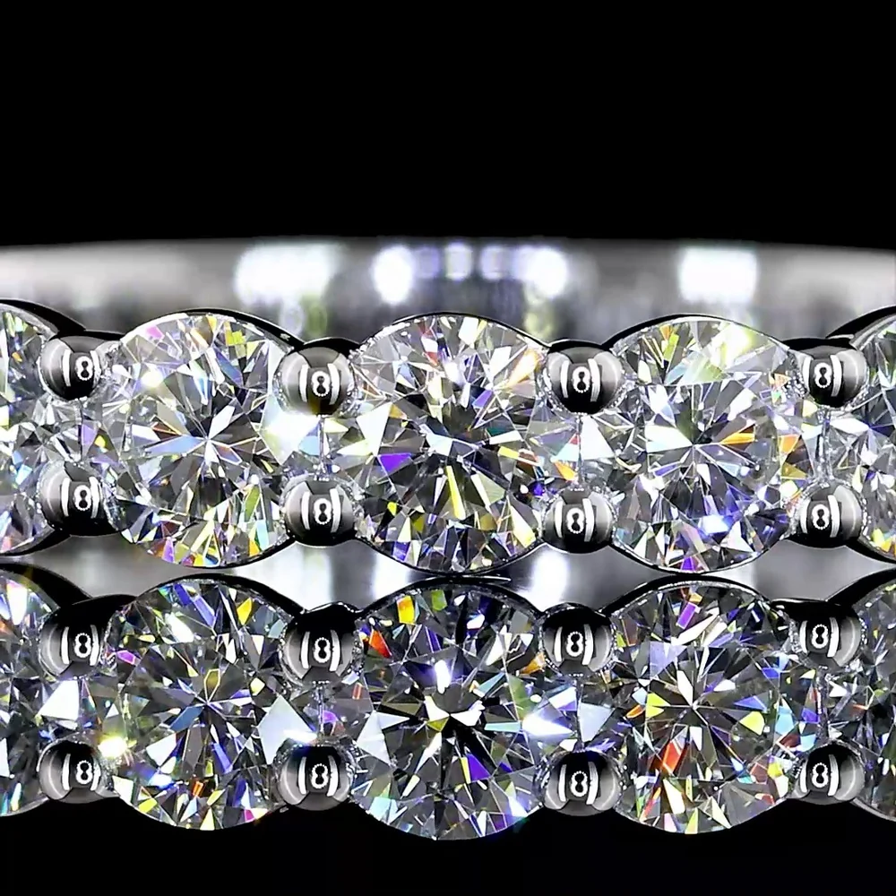 14K White Gold 3/4 Eternity Band with 30 Round Brilliant Cut Lab Diamonds - 3.08 Carats Total Diamond Weight - Covaloro Fine Jewelry - Image 2