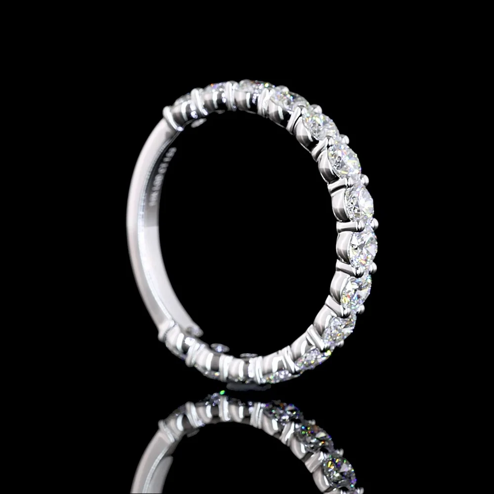 14K White Gold 3/4 Eternity Band with 30 Round Brilliant Cut Lab Diamonds - 3.08 Carats Total Diamond Weight - Covaloro Fine Jewelry - Image 3