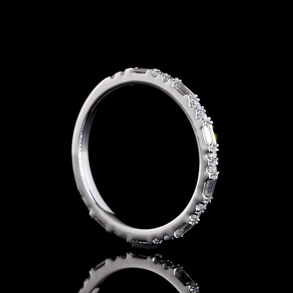 14K White Gold 3/4 Eternity Band with Alternating Baguette and Brilliant Cut Lab Diamonds - 0.55 Carats Total Diamond Weight - Covaloro Fine Jewelry - Image 3