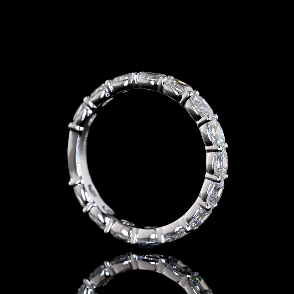 14K White Gold 3/4 Eternity Band with East-West Set Antique Cushion Lab Diamonds - 1.82 Carats Total Diamond Weight - Covaloro Fine Jewelry - Image 3