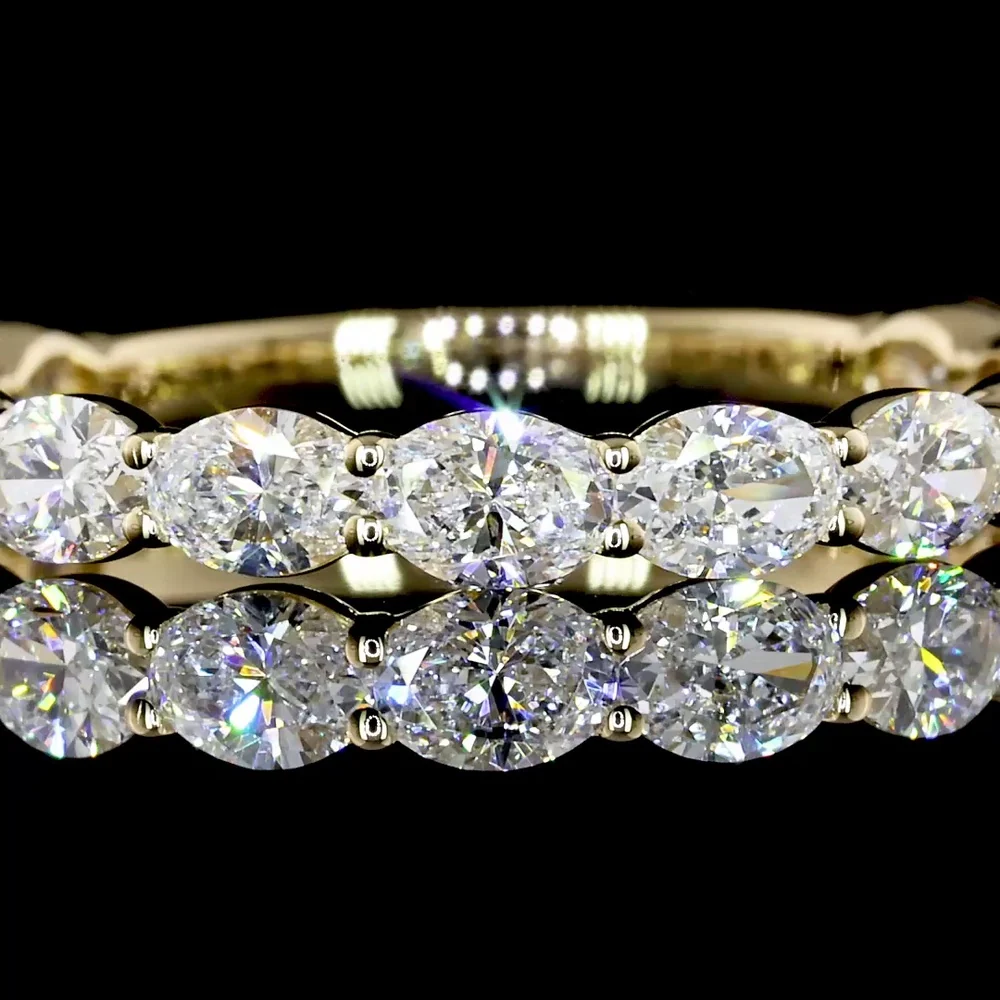 14K White Gold 3/4 Eternity Band with East-West Set Oval Cut Lab Diamonds - 1.19 Carat Total Weight, E-F Color VS2 Clarity - Covaloro Fine Jewelry - Image 3