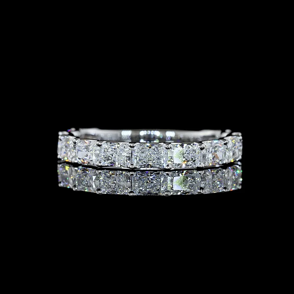 14K White Gold 3/4 Eternity Band with East-West Set Radiant Cut Lab Diamonds - 1.75 Total Carat Weight, E-F Color, VS Clarity - Covaloro Fine Jewelry
