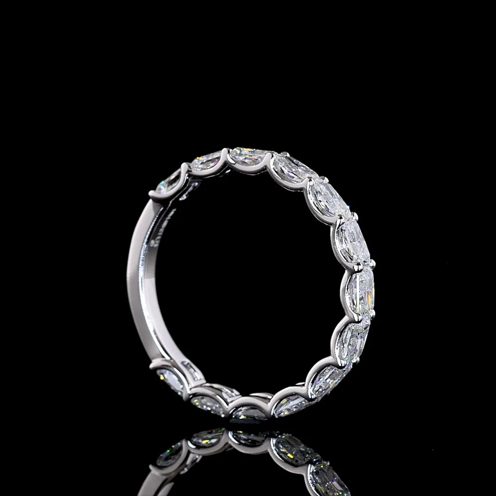 14K White Gold 3/4 Eternity Band with East-West Set Radiant Cut Lab Diamonds - 1.75 Total Carat Weight, E-F Color, VS Clarity - Covaloro Fine Jewelry - Image 3
