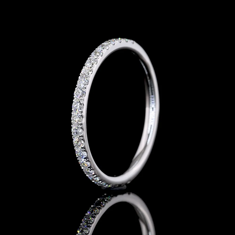 14K White Gold 3/4 Eternity Band with Pave Set Round Lab Diamonds - 0.34 Total Carat Weight - Covaloro Fine Jewelry - Image 4