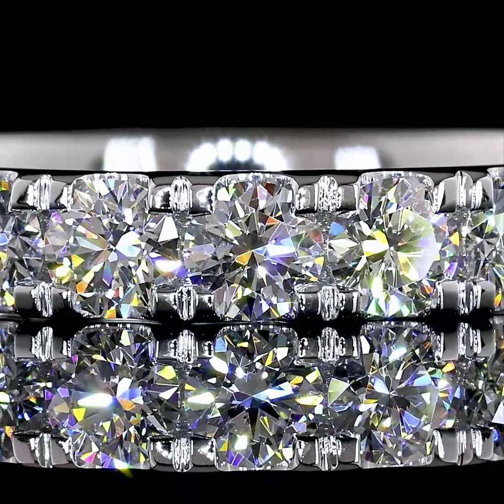 14K White Gold 3/4 Eternity Band with Pavé Set Round Lab Diamonds - 1.51 Carat Total Weight, E-F Color VS Clarity - Covaloro Fine Jewelry - Image 2