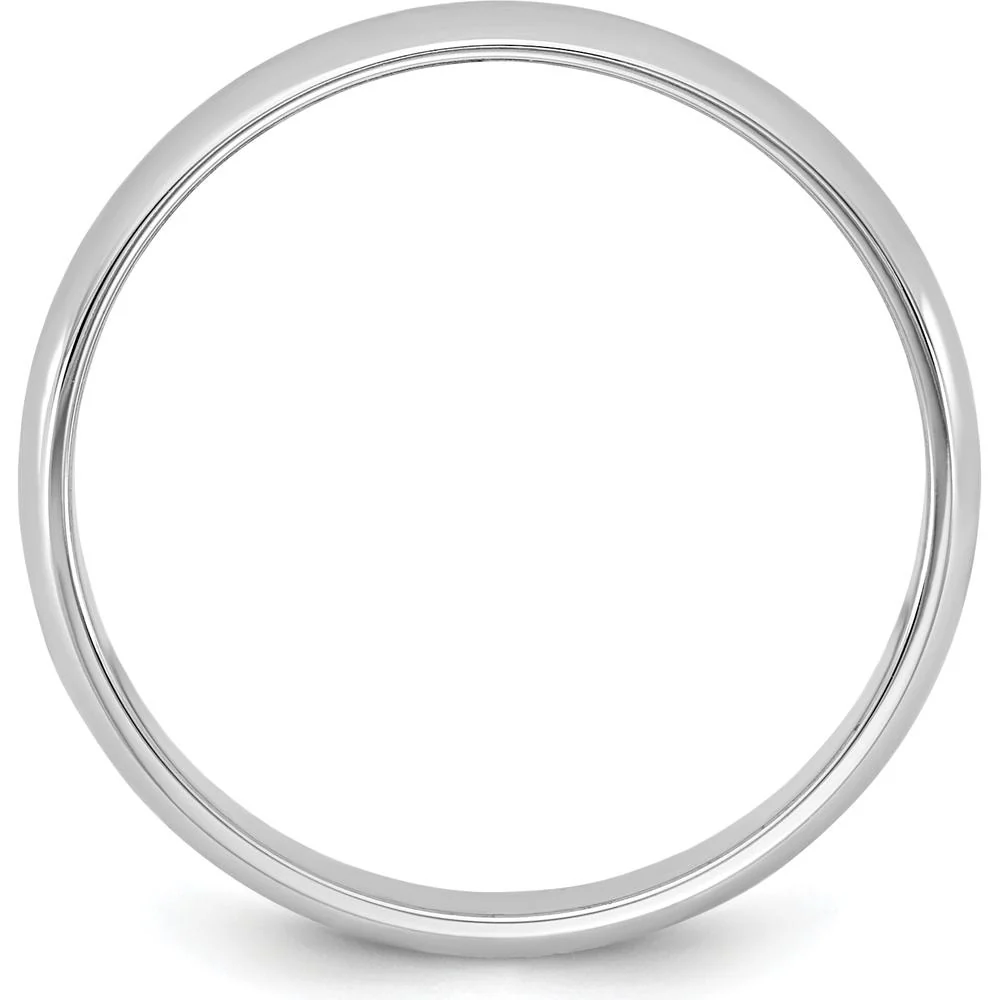 14K White Gold 3.5mm Domed Half Round Wedding Band - Polished Finish with Rhodium Plating - Size 12 by Luciano & Cie - Image 2