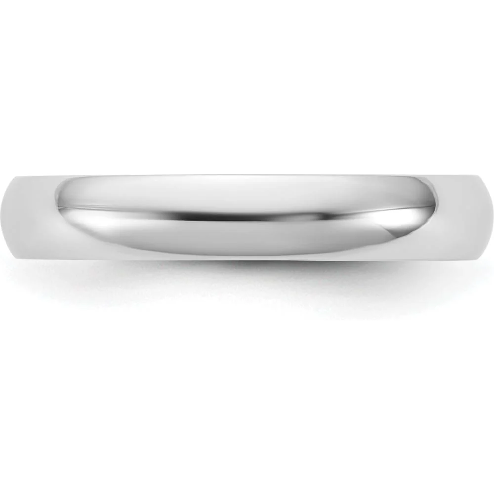 14K White Gold 3.5mm Domed Half Round Wedding Band - Polished Finish with Rhodium Plating - Size 12 by Luciano & Cie - Image 3
