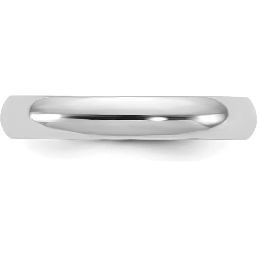 14K White Gold 3.5mm Half Round Wedding Band Ring with Polished Rhodium Finish - Size 10 by Luciano & Cie - Image 3