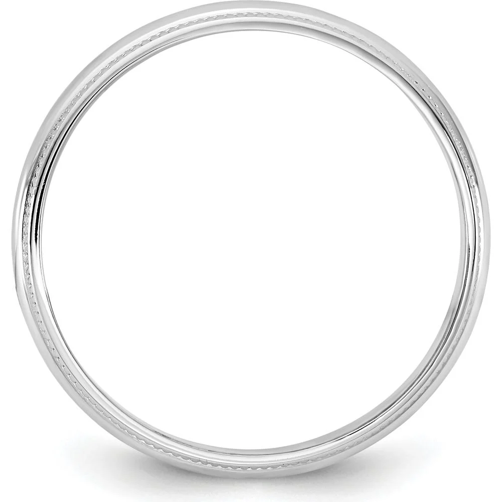 14K White Gold 3.5mm Milgrain Half Round Wedding Band - Polished Finish - Size 10 by Luciano & Cie - Image 2