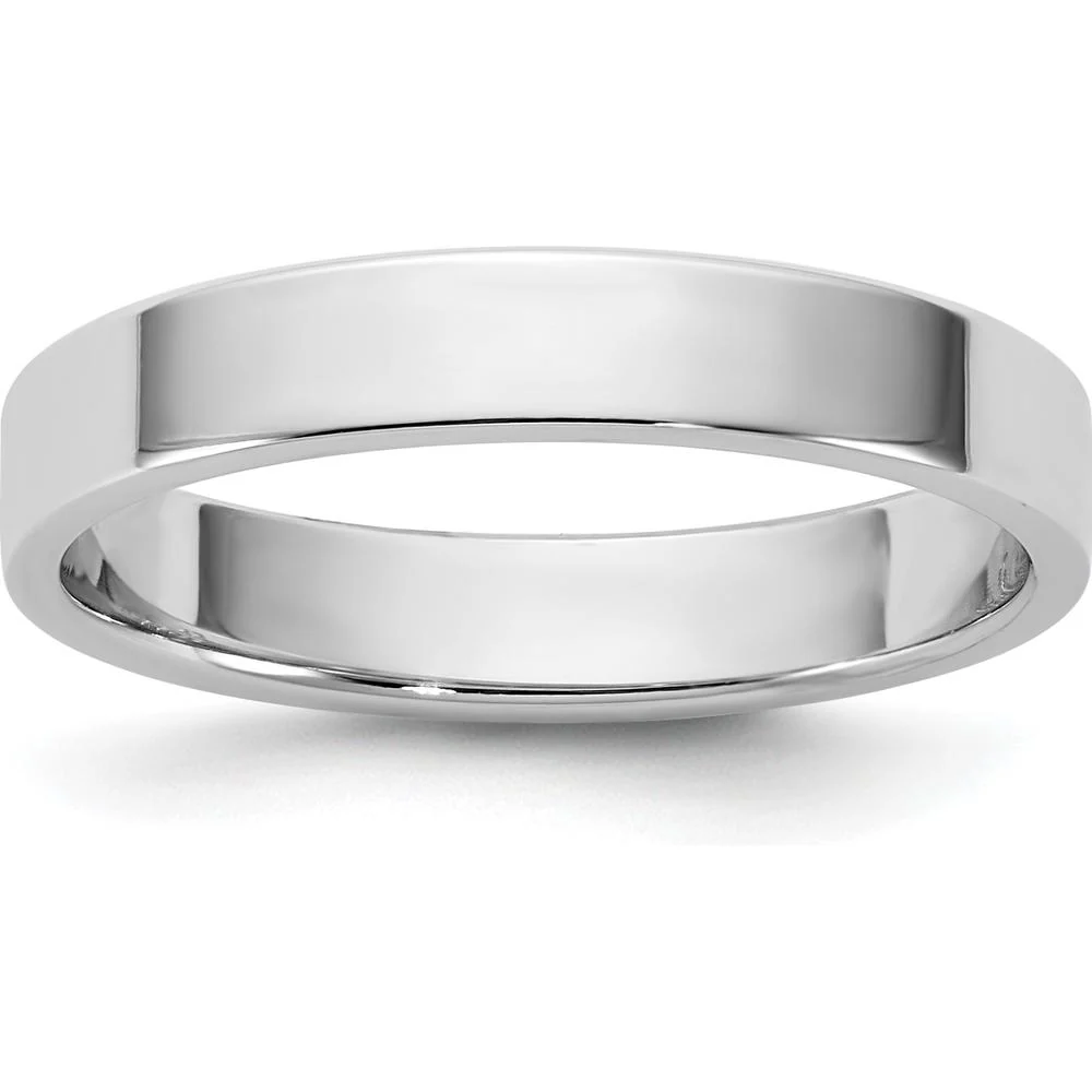 14K White Gold 3.5mm Polished Flat Wedding Band for Men and Women - Size 12 by Luciano & Cie
