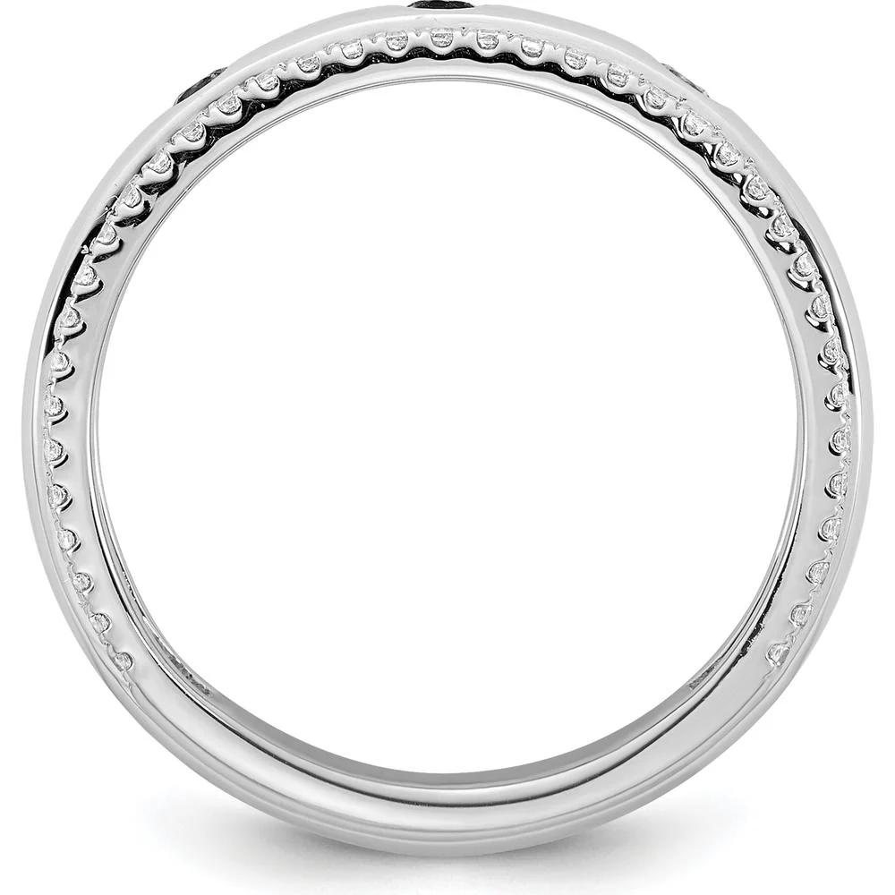 14K White Gold 3 Birthstone and Diamond Mother's Ring Semi-mount - 0.25 Carat Diamond Total Weight - Size 7 by Oro Pregiato - Image 3