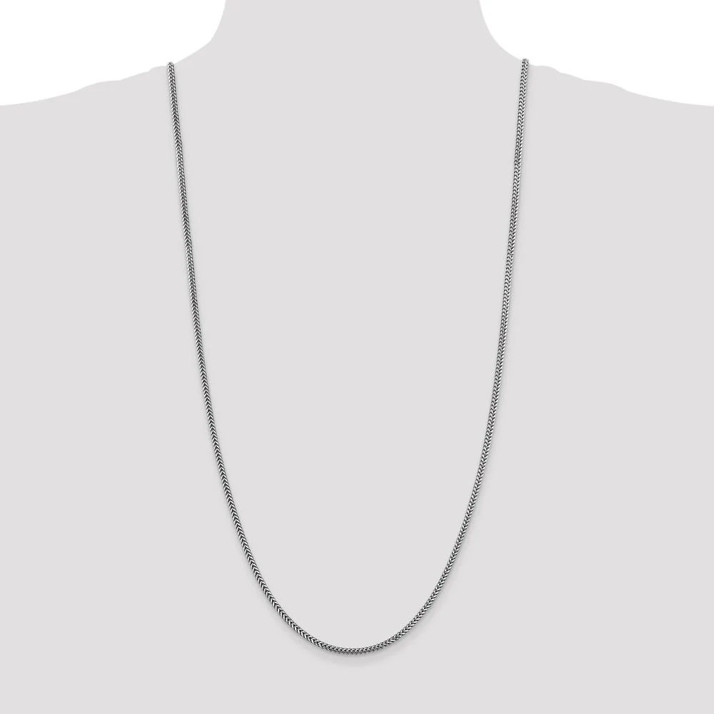 14K White Gold 30" 2.3mm Franco Chain with Lobster Clasp - Polished Finish by Oro Pregiato - Image 4