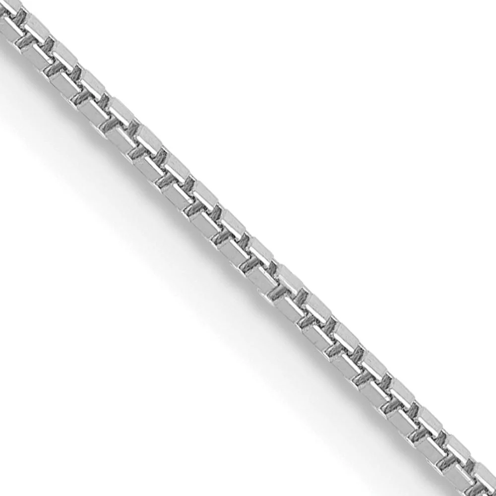 14K White Gold 30" Box Chain Necklace with Lobster Clasp - 0.9mm Width by Oro Pregiato