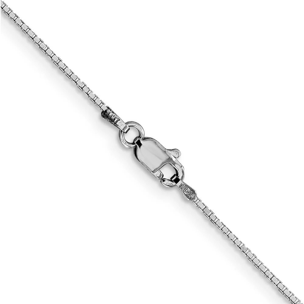 14K White Gold 30" Box Chain Necklace with Lobster Clasp - Rhodium Plated by Oro Pregiato - Image 3